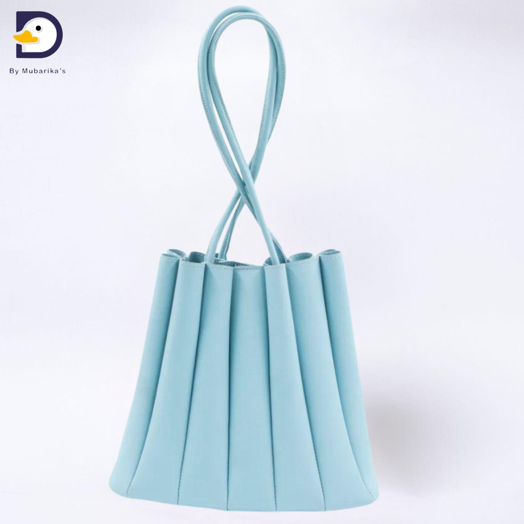 2 Pc Pleated Tote Bag With Jewelry Pouch