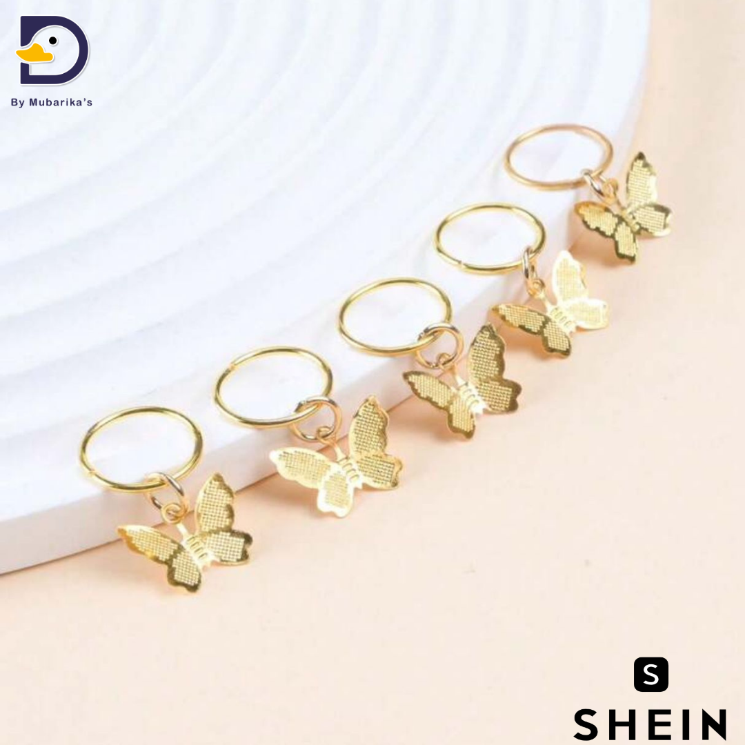 16pcs Butterfly Shaped Metal Hair Rings For Braids, Punk Hair Accessories For Party