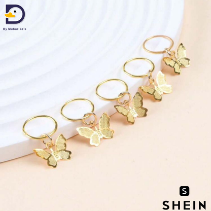 16pcs Butterfly Shaped Metal Hair Rings For Braids, Punk Hair Accessories For Party