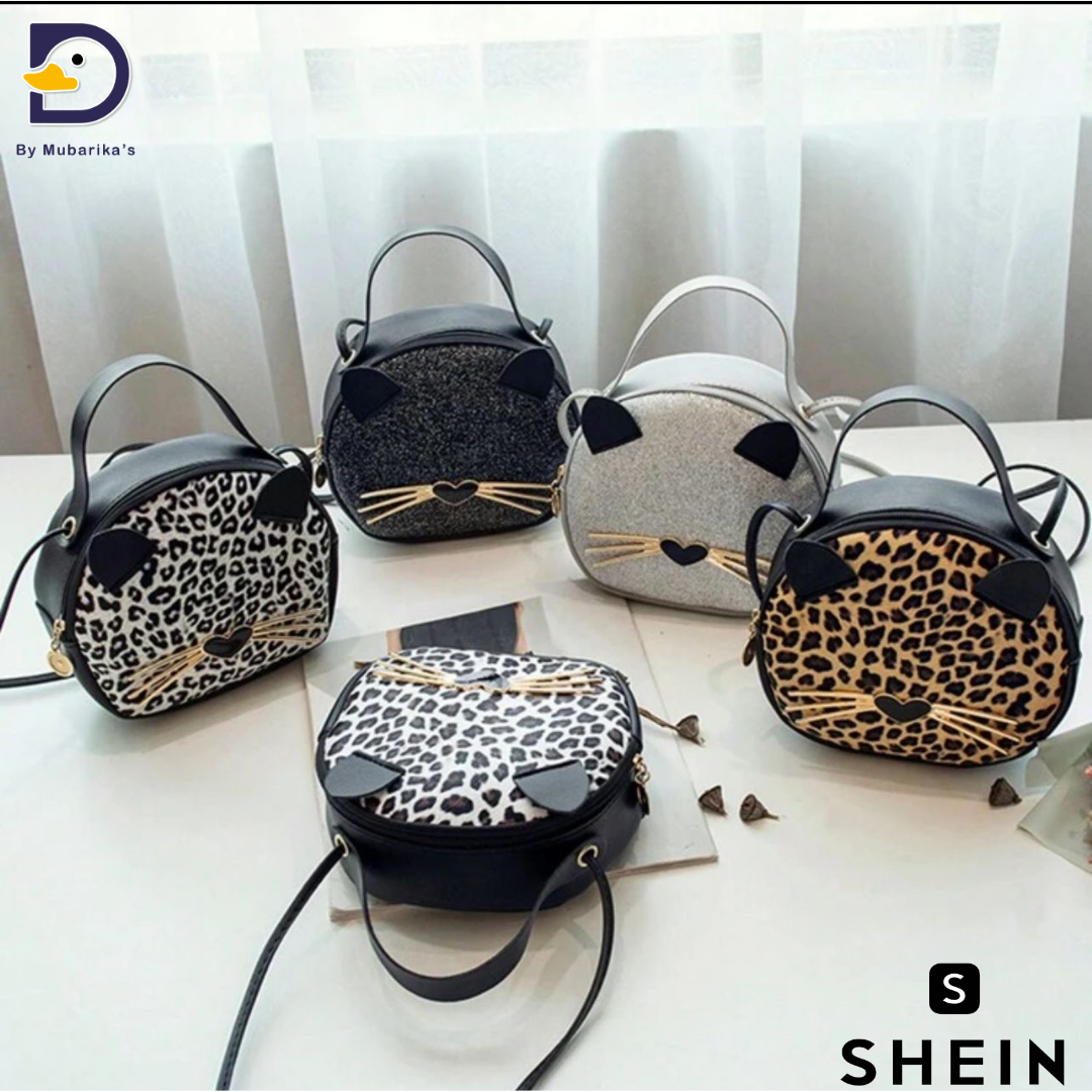 1pc , Pu Leather Cat Mobile Phone Bag, Cute Trendy Fashion Small Round Bag,- Shein