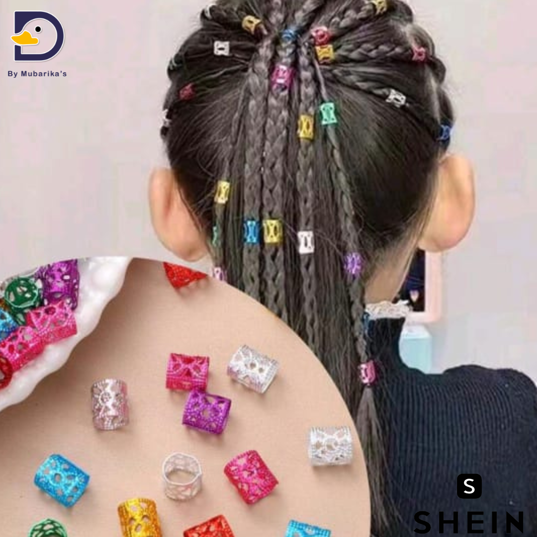 25 Pc Children's Braiding Metal Hair Rings, Aluminum Hair Rings Girl Hair Accessories