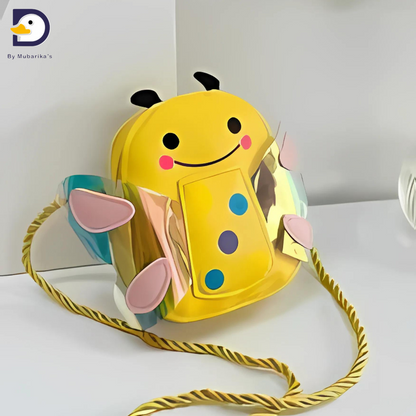 1pc Young Girls' Mini Cute Bee-Shaped Pu Leather Crossbody Bag With Zipper Closure, Suitable For Daily Use