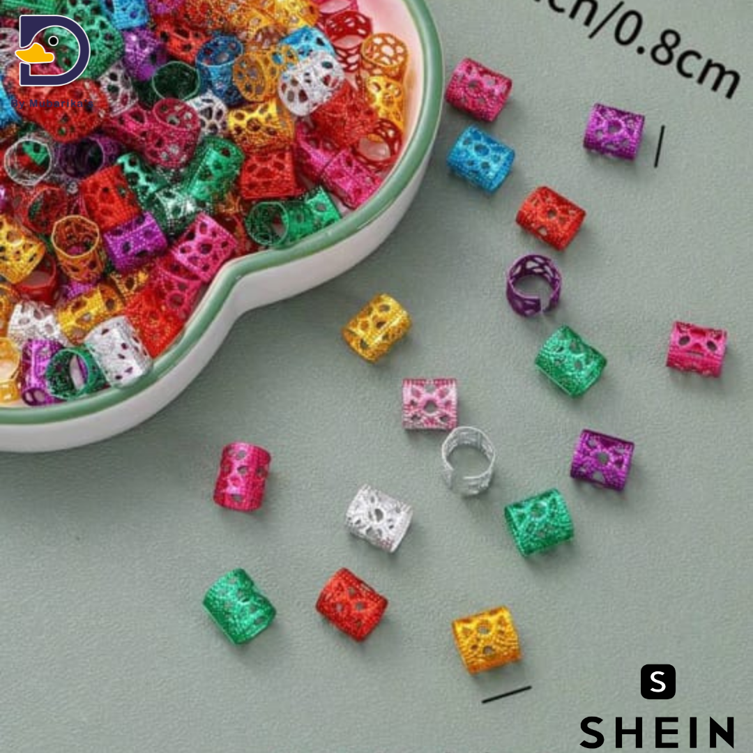 25 Pc Children's Braiding Metal Hair Rings, Aluminum Hair Rings Girl Hair Accessories