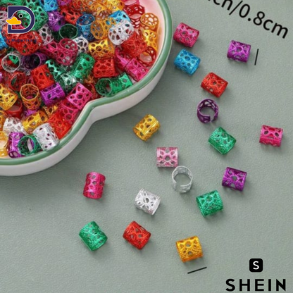 25 Pc Children's Braiding Metal Hair Rings, Aluminum Hair Rings Girl Hair Accessories