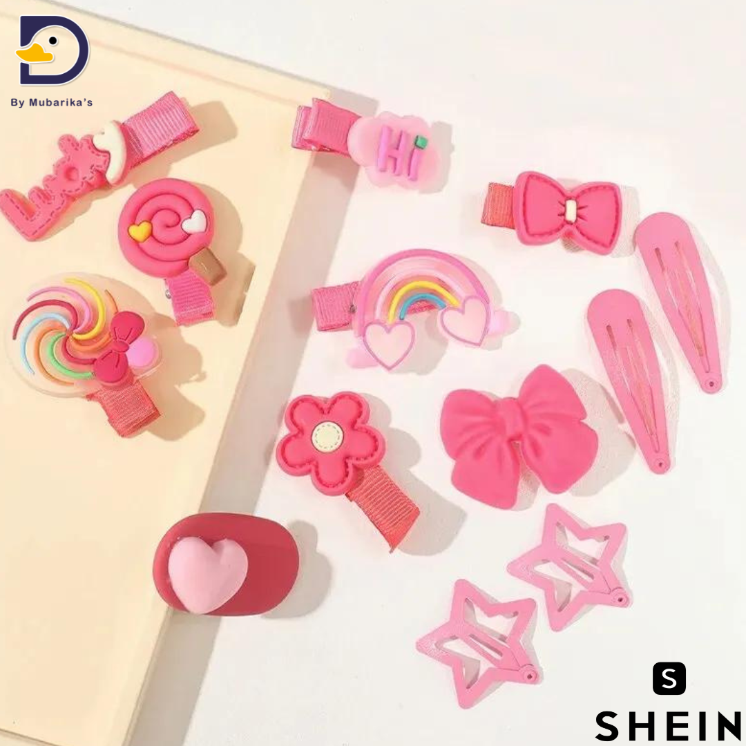 13 Pcs Sweet and Cute Kids French Princess Headdress Bow Ribbon Pair Clip BB Clip Comb Set