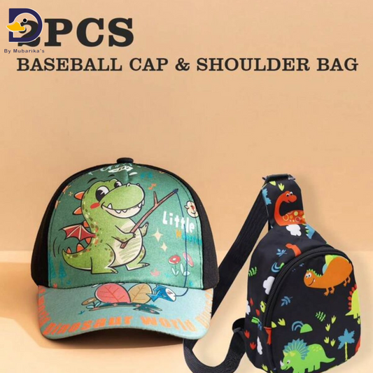 2pcs/Set Kids' Excavator Baseball Cap & Car Shape Backpack, Suitable For Boys' Outdoor Activities, Sun Protection, Traveling