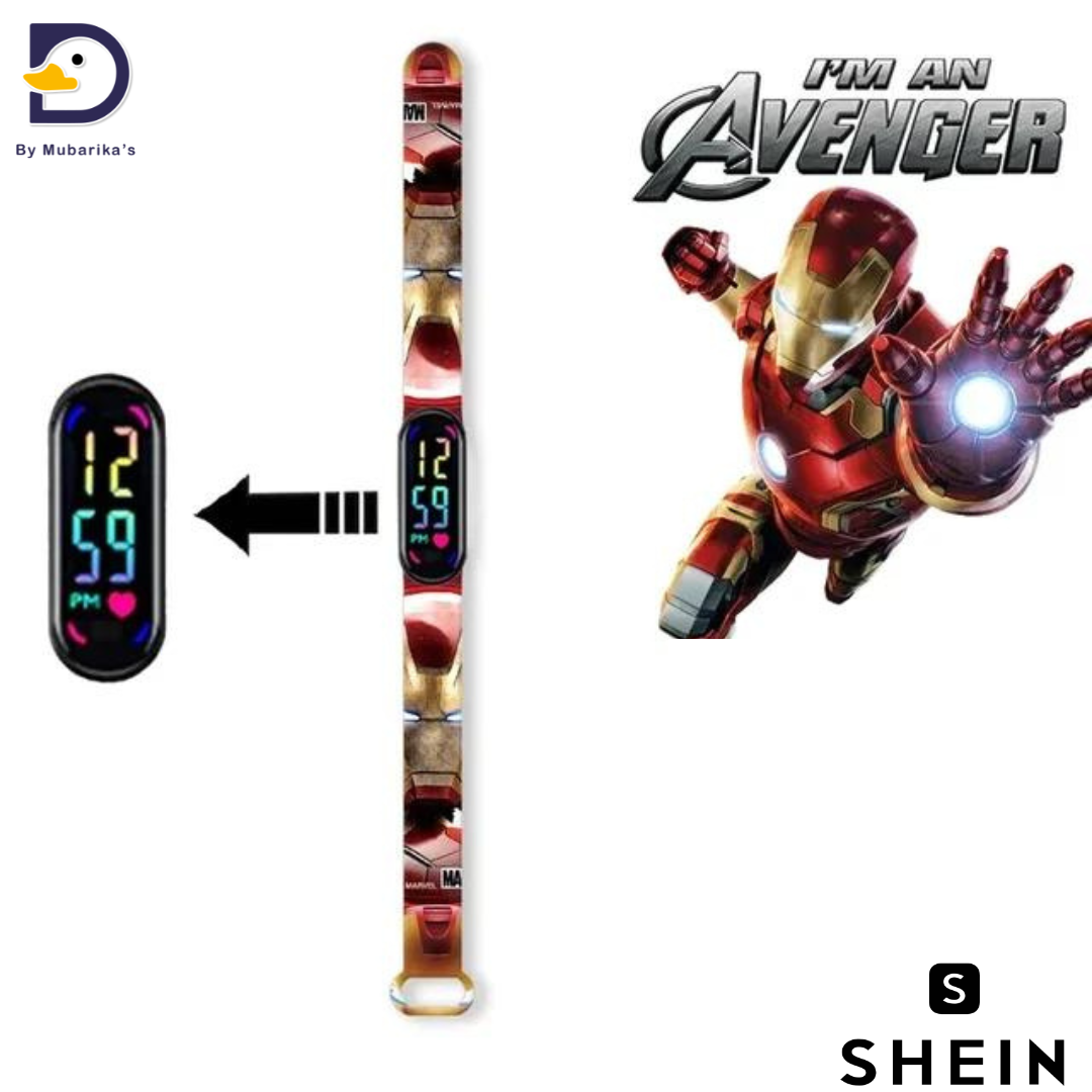 Spiderman Iron Man Hulk Children's Anime Figure Bracelet Wristwatch Cartoon Electronic LED Touch Student Toys Gift