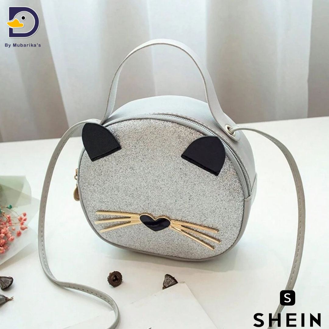 1pc , Pu Leather Cat Mobile Phone Bag, Cute Trendy Fashion Small Round Bag,- Shein