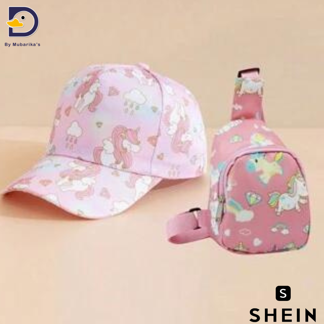 2pcs/Set Children's  Dinosaur, Football, Unicorn  Baseball Cap And Backpack, Suitable For Kids To Go Out And Collect Items, Ideal Birthday Gift