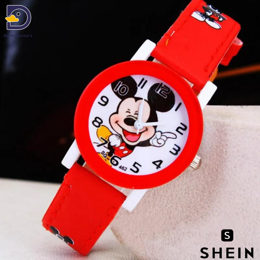 Cute Kids Mickey Mouse Watches Children Boys Girls Pu Leather Quartz Wrist Watch