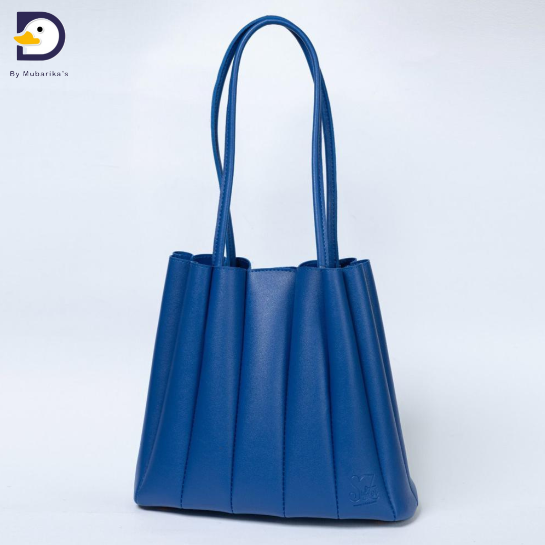 2Pc Pleated Tote Bag With Jewelry Pouch