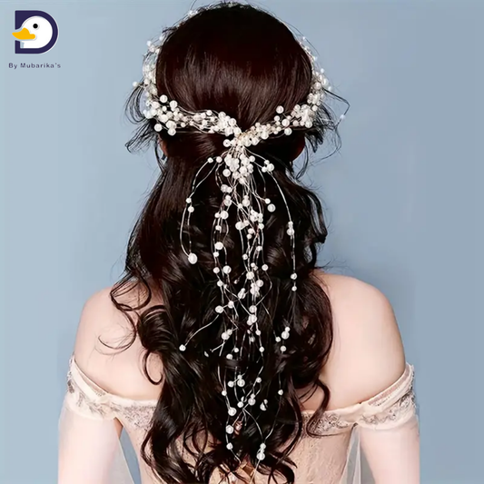 5pcs Elegant Faux Pearl Decorative Head Band With Tassel Chain Vintage Hair Accessories For Women And Daily Use Wedding Banquet Wear