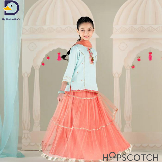 Aqua Peach Lehenga Set