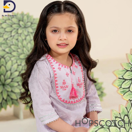 Lilac Chikankari Dress- Hopscotch